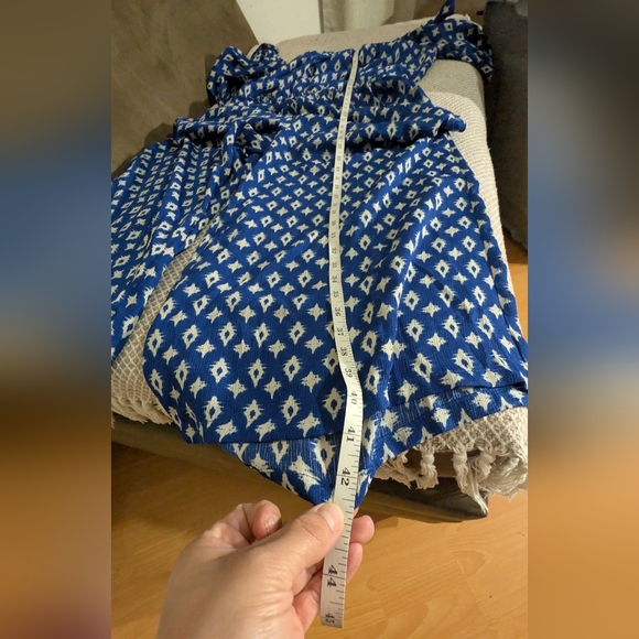 AUW Blue and White Patterned Bohemian Jumpsuit - Picture 12 of 13